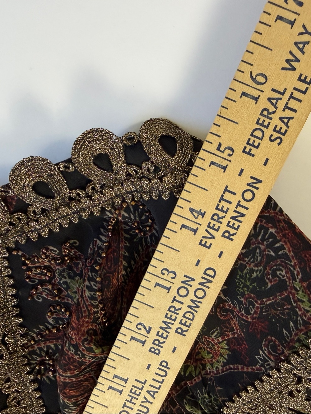 Free People Paisley Tiered Sheer Maxi Dress Gold Trim Boho Festival 2 - Picture 6 of 6